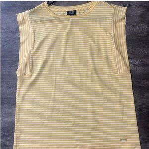 Jones New York Women's Soft Yellow Striped Muscle Tee
